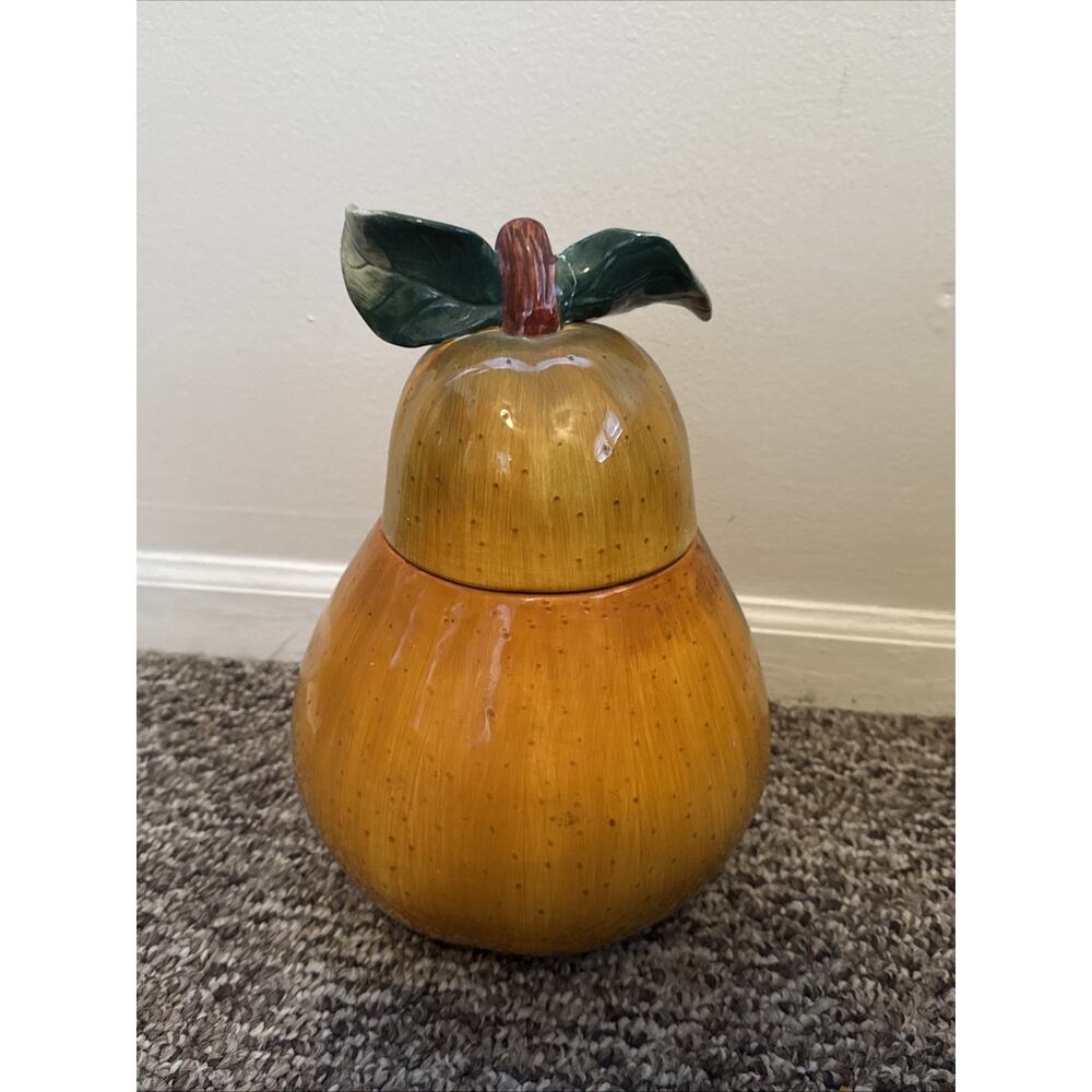 Vintage Sonoma Sakura Pear Cookie Jar Hand Painted Earthenware Style SL955/29